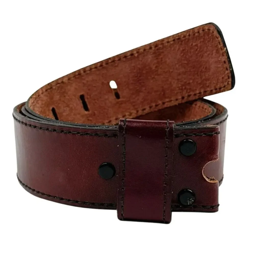 Bechelli Glazed Aniline Cowhide Leather Belt Strap Burgundy Size M 34–36